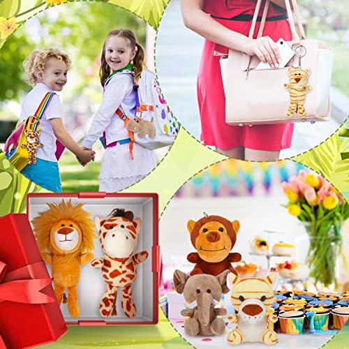 12 Pieces Mini Safari Stuffed Animals 4.8 Inch Jungle Zoo Animal Plush Cute Elephant Monkey Giraffe Leopard Lion Tiger Hippo Deer For Baby Shower Birthday Party Teacher Student Award #TOP2