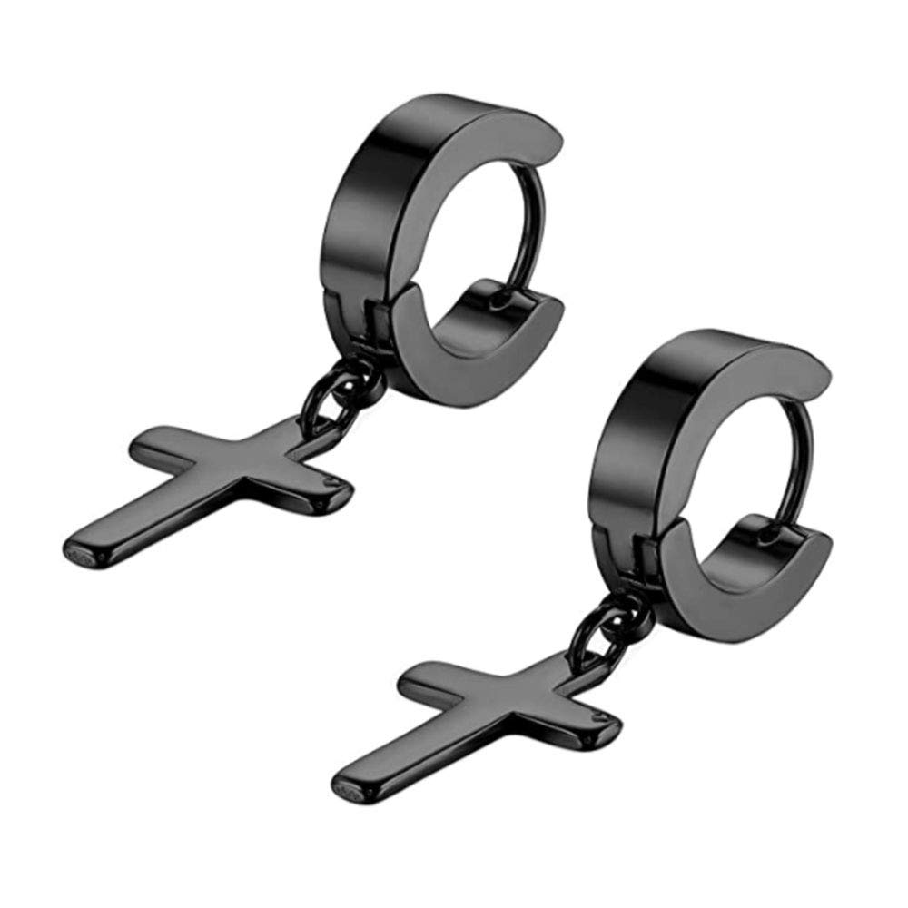 Orecchini A Cerchio Con Pendente Croce Di Ankh Per Uomo E - Foto 2