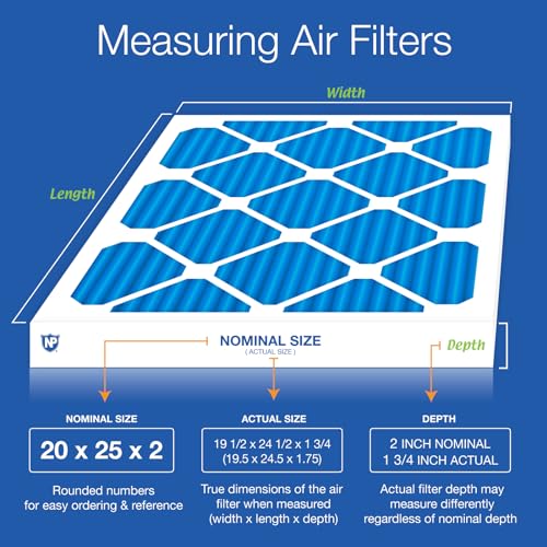 Nordic Pure 20 x 25 x 2 (tamanho real: 48 x 61 x 61 x 3 cm) Filtros de ar plissados MERV 7 pacote com 12