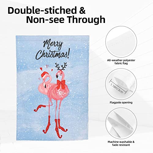 Mr.tom Merry Christmas Flamingo Garden Flag Double Sided Winter Outdoor Garden Yard Banner Decoration Size 12.5"X18" #TOP5