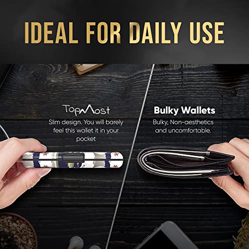 Image of TopMost RFID-Blocking Aluminum Wallet Credit Cards Holder for men & women - Slots for 12 Cards And Bills, Peony Flowers, 11*7.5*2cm, Card and Bills Holder