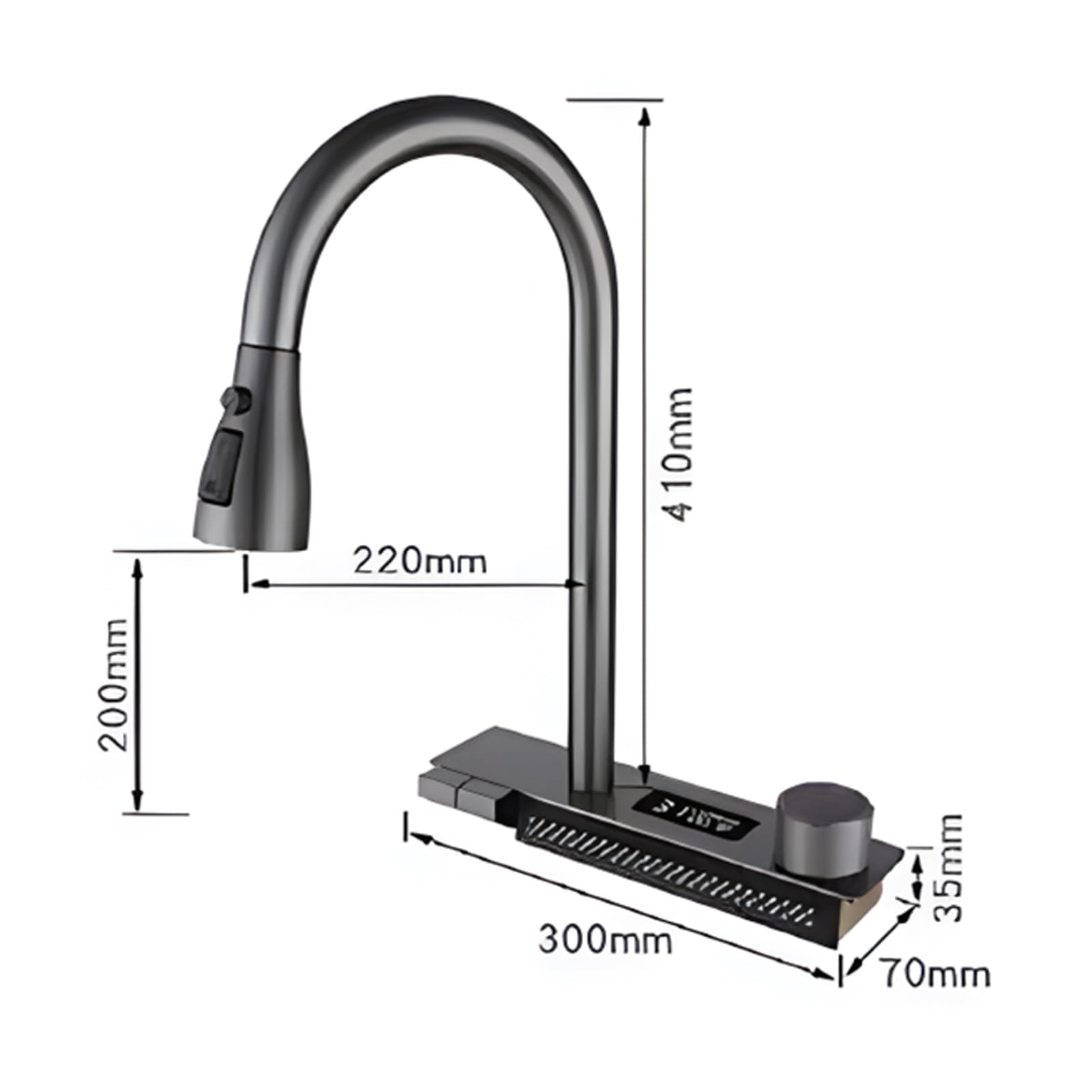 Robinet Mitigeur Cascade Noir Mat Carré - Évier Cuisine Ou Salle De Bain Levier Unique