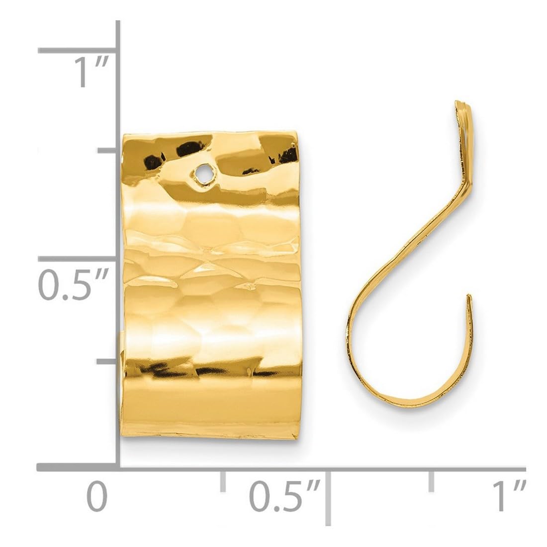 14 Karat Gelbgold, poliert, gehämmerte Ohrringe, Jacken, Maße: 18 x 11 mm breit, Schmuckgeschenk für Frauen, Metall