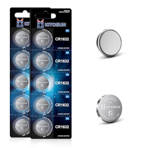 KITOSUN CR1632 3V Lithium Coin Battery – CR 1632 Lithium Button Batteries Replacement for Toyota Prius Car Key Fob Remote Tire Pressure Heart Rate Monitor Sensor Garmin VivoFit Dog Collar (10 Pcs)