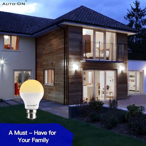 Image of Auto-ON Day /Night Sensor LED Bulb (9W) (Always ON During Night, Auto-Off During Day) (Yellow Light Color) (One Year Warranty) (Yellow Pack Of 2, B22)