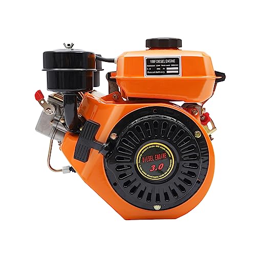 TITIDU Diesel Engine 4 Stroke 196cc Diesel Engine Single Cylinder Air-cooling Manual Start Small Motor 168F