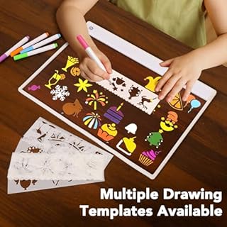 Rechargeable Led Drawing Board with 12 Markers, 16.5" Led Message Board - 8 Drawing Stencils & Storeage Bag & Edge Protection, Light Up Acrylic Dry Erase Lumi Board with Colors for Gift/Classroom/Office/Kids