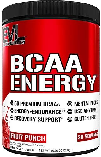 EVL BCAAs Amino Acids Powder - Rehydrating BCAA Powder Post Workout Recovery Drink with Natural Caffeine - BCAA Energy Pre Workout Powder for Muscle Recovery Lean Growth and Endurance - Fruit Punch