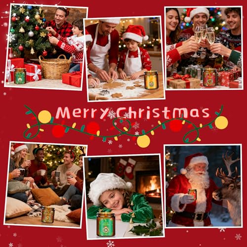 Image of Christmas Candles Set, Scented Candles for Home, 6 Pack Holiday Natural Soy Candles, Christmas Gifts for Women Men, Winter Fragrance of Cedar /Cookies /Cider /Cinnamon /Wreath /Christmas Eve