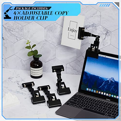 Pack Of 4 Flexible Documents Holder Foldable Adjustable Copy Holder Clip Paper Holder For Computer Monitor Handy Artist Supplies Holder Canvas Clamp Double Head Typing Painting Easel Accessory, Black #TOP2