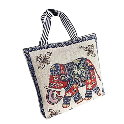 Sac fourre-tout femme broderie toile grande capacité multipoche