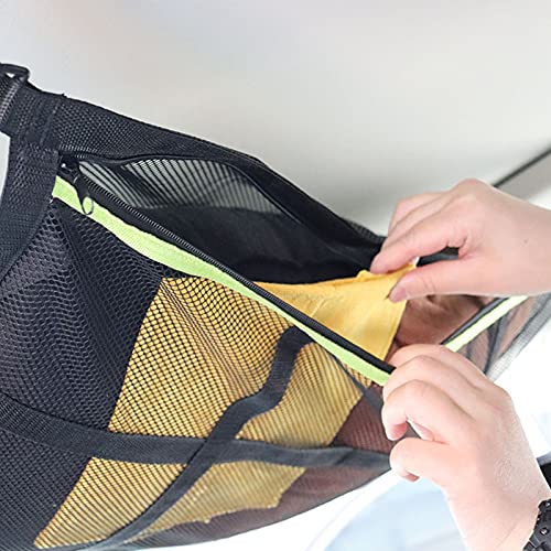 Staright Rede de armazenamento de teto de carro de 21 x 31 polegadas com duplo zíper de teto Rede de