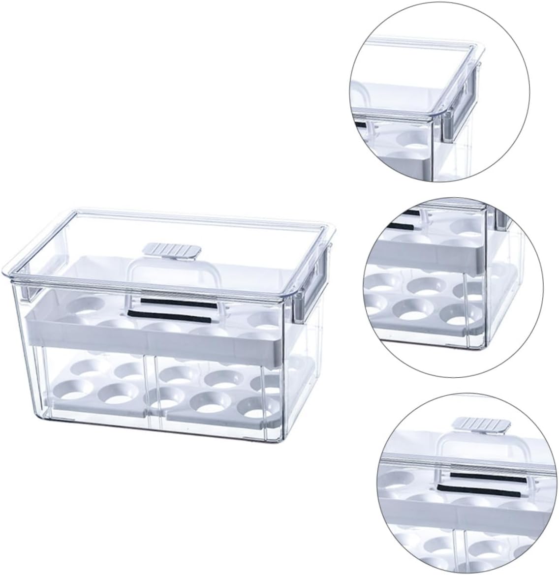 1pc Refrigerator Egg Storage Bin Egg Organizer Sliding Cover Drain Board Separate Compartments for Stable Space-saving Storage Fridge