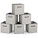 MaidMAX Cajas de Almacenaje Decorativas, Cubos de Almacenamiento Plegables con Mango de Madera, Set de 6 Cajas Organizadoras para Guardar Ropa, Juguetes, 26,7 x 26,7 x 27,9 cm