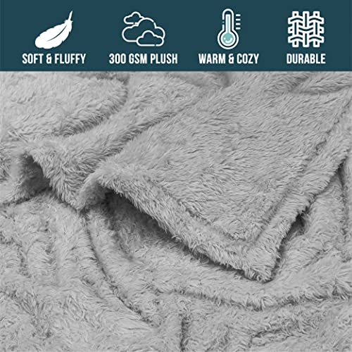 Pavilia Light Grey Plush Throw Blanket For Couch, Sherpa Soft Cozy Blanket And Throw For Sofa Bed, Decorative Fur Fuzzy Warm Fleece Blanket, Lightweight Boho Home Decor All Season, 50X60 #TOP3