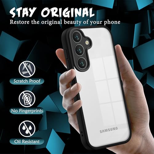 Image of V-TAN Back Cover for Samsung Galaxy S25 5G Compatible Case, Transparent Clear, TPU, Camera Protective Shockproof Cover (Black)