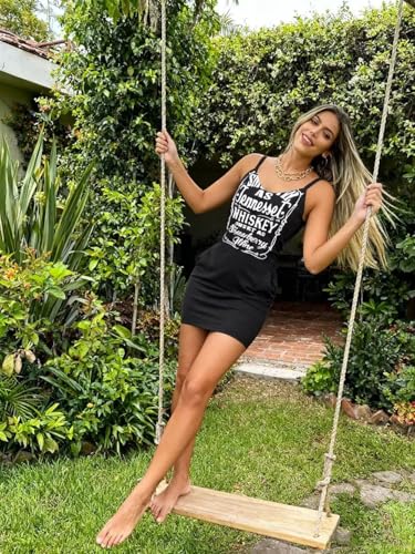 Image of Live Simple Coconut Tree Color Block Mini Dress for Women Summer Beach Vacation Tank Dresses Sleeveless Short Dress