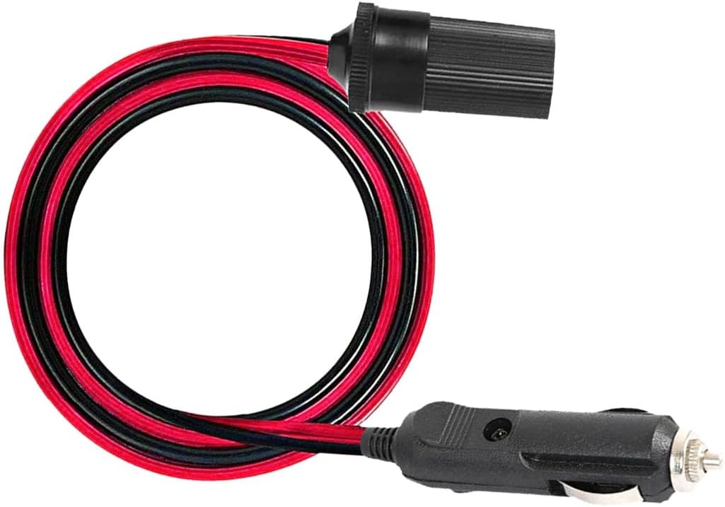 [Car Parts] 12V 16 ft Car Cigarette Lighter Socket Extension Cord Cable Adapter Plug Heavy Duty [Easy to Replace]