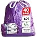 Stella Bio Müllbeutel - 60 L - 40 Stück - Umweltfreundlich und recycelbar - Mülltüten aus Kunststoffabfällen - Ultra-starke und flexible Müllsäcke - Lavendel Duft und Lila Farbe - mit Zugband