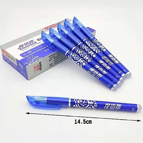 Image of AARNASHOPPE Blue Ink Erasable Gel Pen Blue Ink Rollerball Pens Rub-Out Friction Pens Set with attached Magic Wipe Eraser (0.35mm Nib Size) Gel Pen (Pack of 12 Pens)