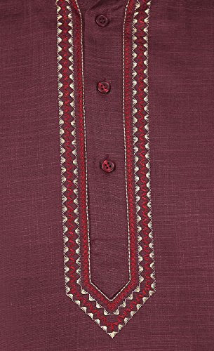 Kurta para hombre MapleClothing manga larga maroon acabado artesanal talla S 4