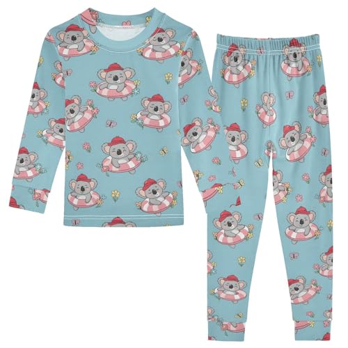 Pajama Sets Long Sleeve Cute Koala Bears on Floats Soft Comfy Sleepwear 2 Piece PJS 3-8T