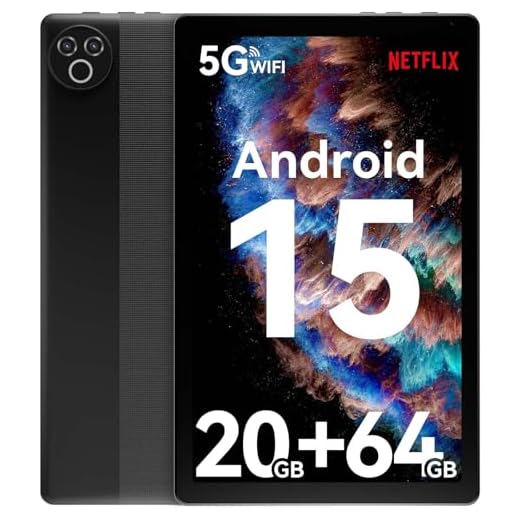 Tablet 10 Inch Android 15 OS GMS Certified Tablets PC 1.8 GHz 5-Core 20 (3+17) GB RAM 64 GB ROM 1 TB Expandable 1280x800 HD IPS Touch Screen 5000 mAh WiFi 6 Bluetooth 5.4 Dual Camera 2025 (Black)