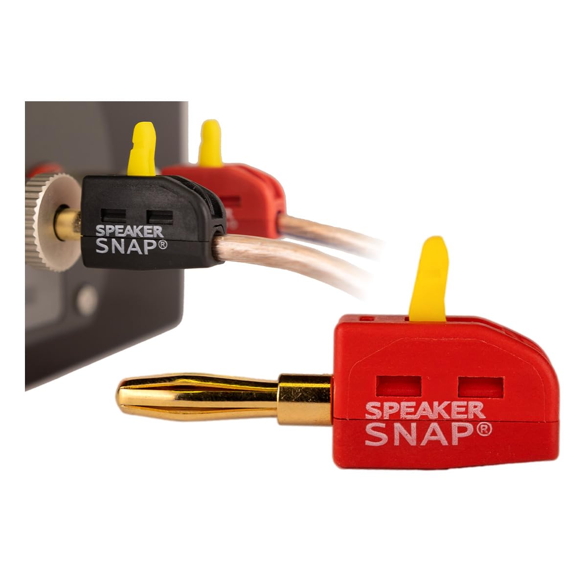 Fast & Secure - Conectores banana chapados en oro, 12-24 AWG, 2-100 piezas para cine en casa, cable de altavoz, placas de pared y receptores
