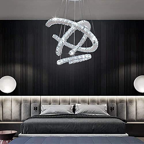 image for Generic Modern Crystal Chandeliers 3C Rings Led Pendant Lamp Adjustabl