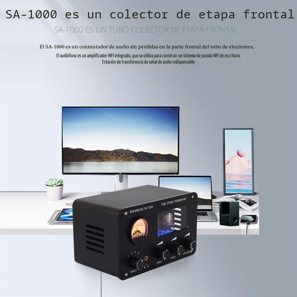 Preamplificador de Tubo ófilo, Amplificador de Tubo Eléctrico HiFi de o, Conmutador de o sin Pérdidas, Entrada de 4 Canales, Salida de 2 Canales