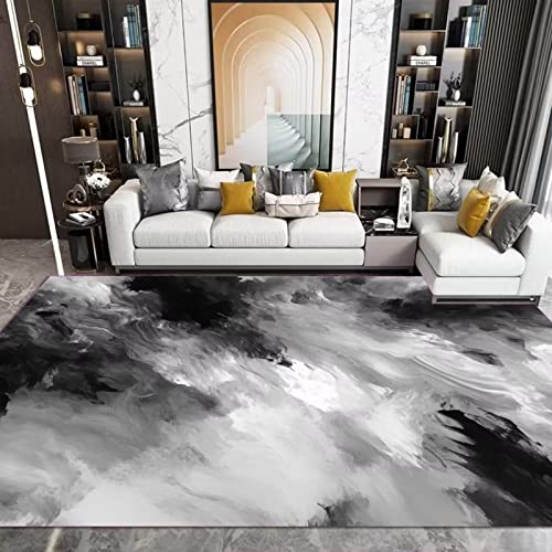 Tapis de salon shaggy 200x290 cm doux et antidérapant à motifs de vagues abstraites