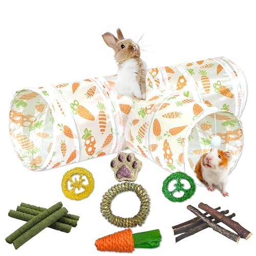 LUCKITTY Rabbit Tunnel Toy, Collapsible 3-Way Hideout Tunnel with...