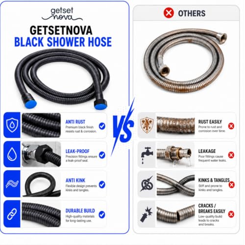 Image of Jet Spray Pipe 1.5m Health Faucet Hose 304 Stainless Steel Flexible Toilet Bidet Bathroom Connection Leak-Resistant Rust-Resistant Black Replacement Tube Easy Installation 1-Year Warranty