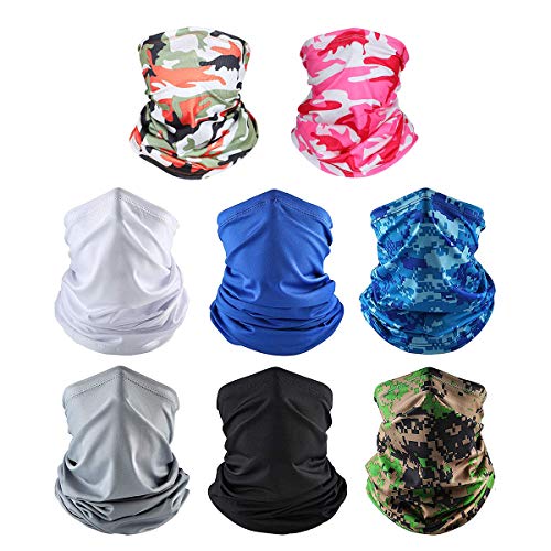 HiRAKU 8-Piece Set of Women's and Men's UV-Protection Masks, Sun-Proof, Cold-Proof, and Dust-Proof, Light-Weight Masks, Wind- and Sand-dust Masks, Balaclava Masks for Outdoor Use,Washableï¼ŒAll Seasons