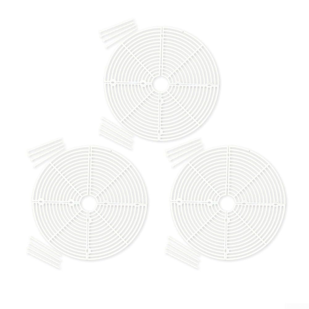 VEYFIY Plant Pot Cover Grid Set Of 3 Made From ABS Plastic With Center Cutout For Pet Deterrence And Soil Protection In Home Gardens(White-s)