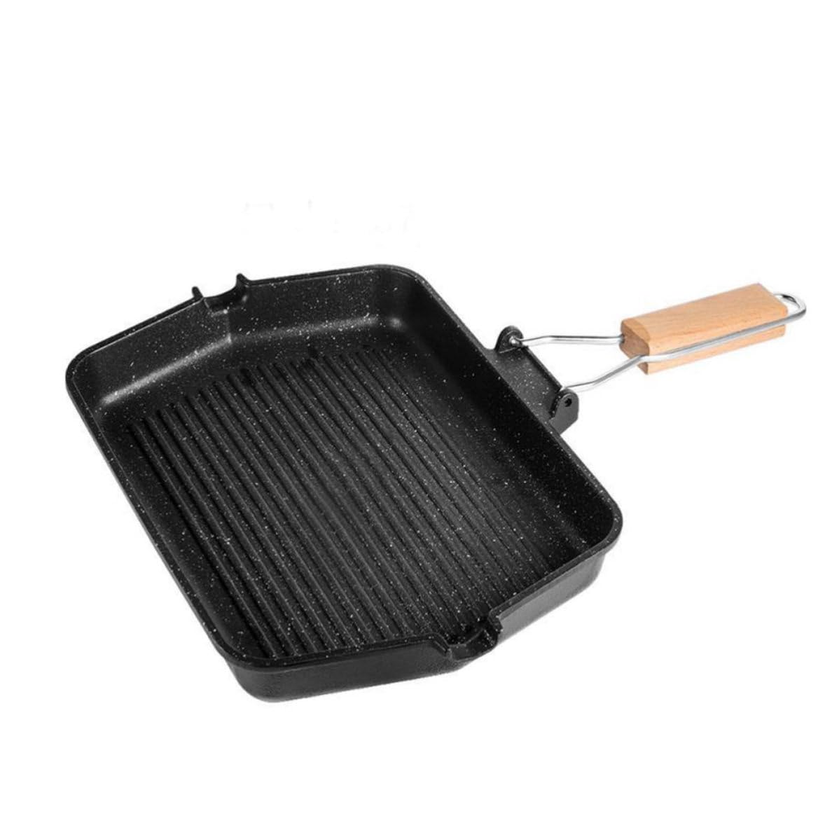 Sartén Adecuado para Cocinar sin Humo de Hierro Negro Mango Plegable para Barbacoa y Superficie Antiadherente y Asar en Vitrocerámica
