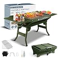 Portable Charcoal Grill Foldable Grills BBQ Grill Charcoal Small Grill for Travel, Camping, Outdoor Cooking, Backyard, Hiking, Patio Garden, Picnics, Green