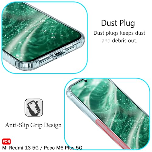Image of TheGiftKart Back Cover Soft Case for Mi Poco M6 Plus /Redmi 13 5G / 4G | Best Camera Protection | Inbuilt Dust Plugs & Anti-Slip Grip | Ultra Clear Slim Redmi 13 5G Back Case (Silicone, Transparent)