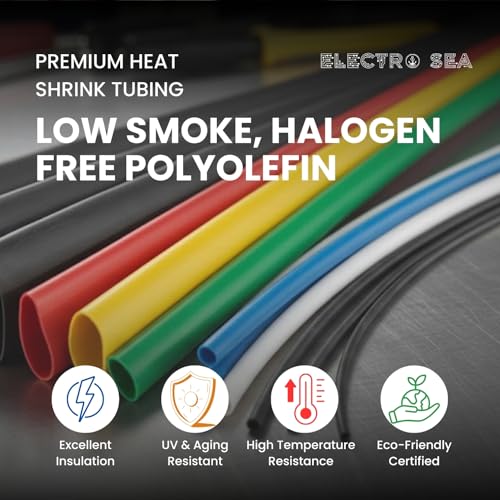 Image of ElectroSea Large 20 Cm Each Heat Shrink Tube Set, 100 Pieces Multicolor Polyolefin Tubing Kit, 1-12mm Assorted Sizes for Wire Protection, Cable Repair, Metal Insulation