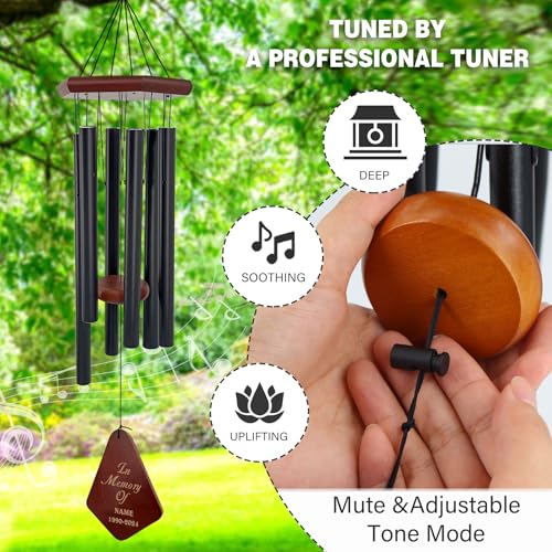 Image of ASTARIN Personalized Name Memorial Wind Chimes, Sympathy Gift for Loss of Lover Mom Dad, Bereavement Deep Tone Wind Chimes for Outside in Memory Gift, Decor Outdoor Garden Patio