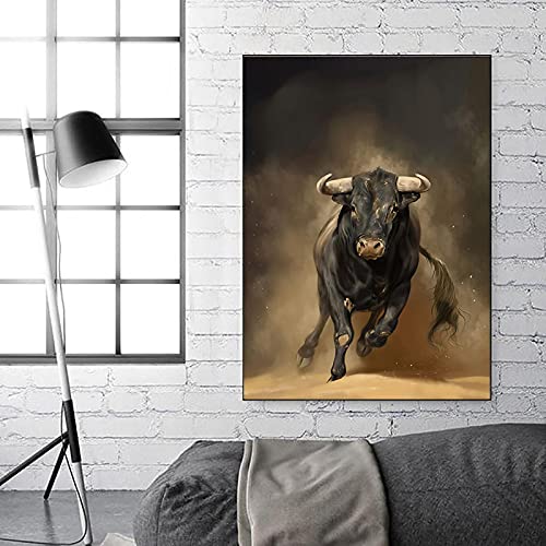 EUEU Animaux abstraits peintures sur toile moderne coloré taureau affiches et impressions Art mural pour salon Cuadros décor photos 50x70 cm sans cadre,...