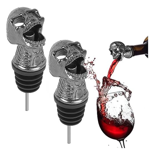 Linkidea 2 Pcs Skull Wine Aerator Pourer, Wine Bottle Spout Pourer, Wine Aeration Device Individuality Accessories for Halloween Christmas Near Year Gift