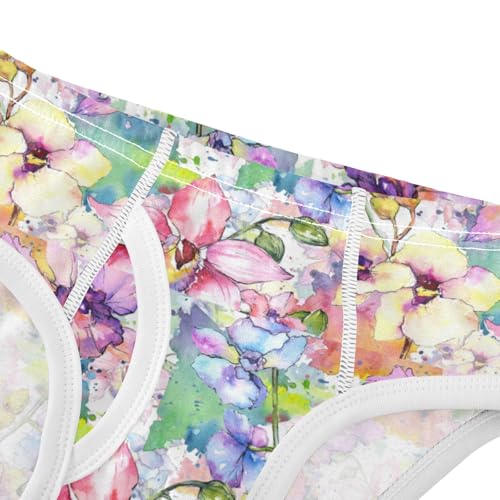 Boys' Exclusive Briefs Toddler Underwear 95% Combed Cotton Boxerbriefs 2T Floral Watercolor Painting 84