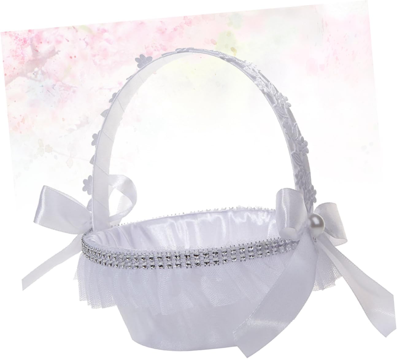 Flower Girl Basket,Rattan Basket,Wedding Flowers Basket Baskert for Wedding Girl Flower Baskets Wedding Baskets Rose White Bride Flower Girl