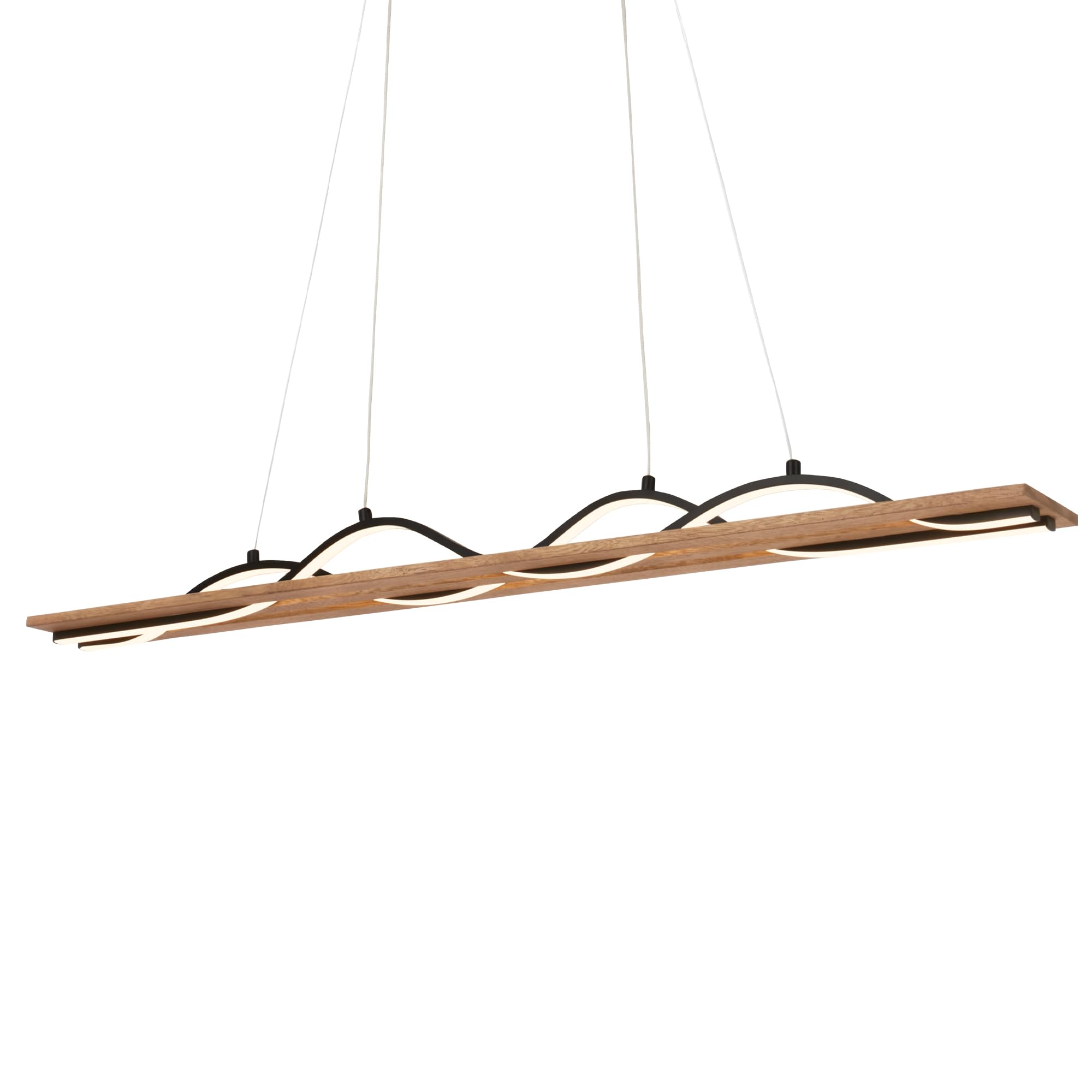 Suspension LED en forme de vague luminaire suspendu bois noir salon