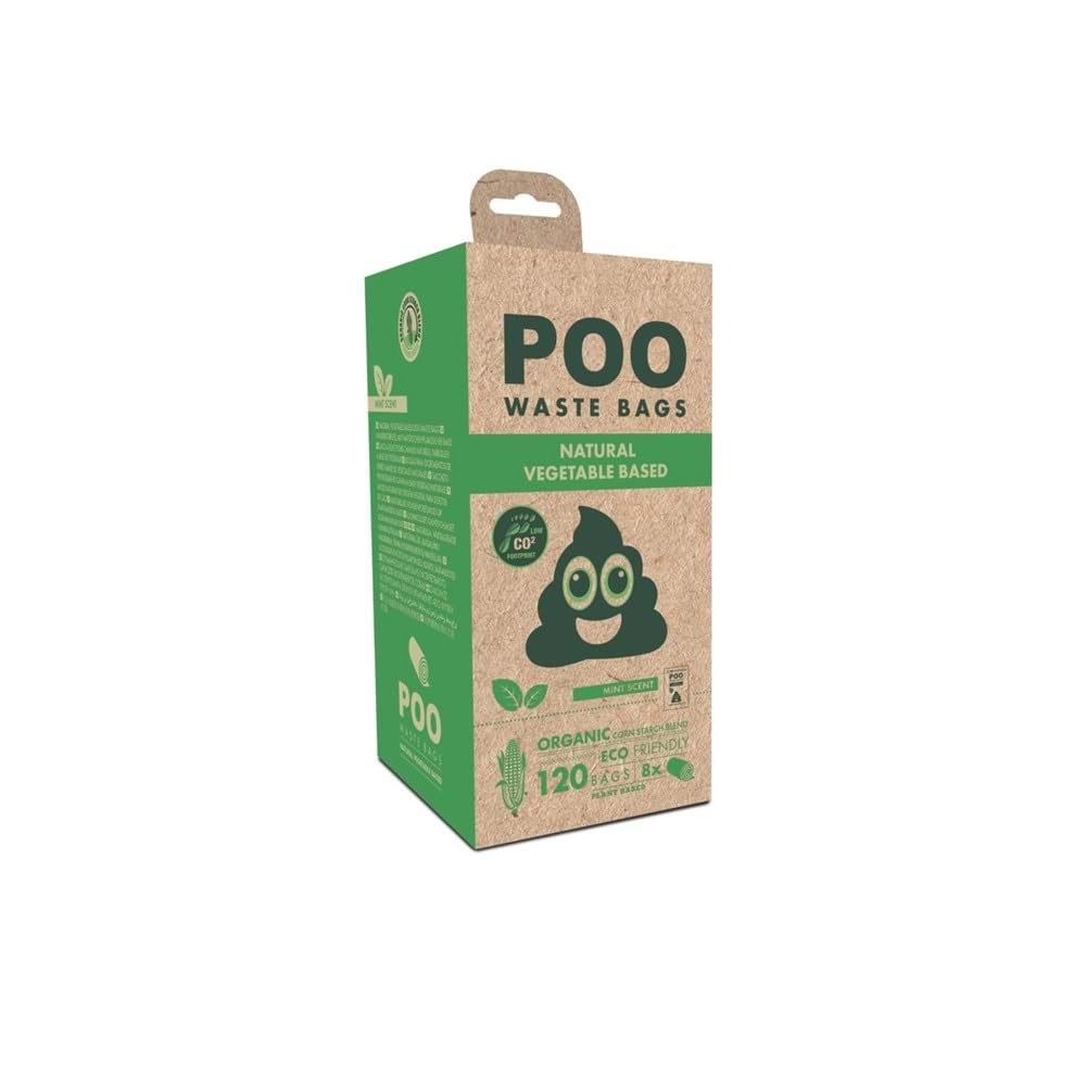 M-Pets Poo Pecal Bags 15 Sheets Mint Scented 8 Pack