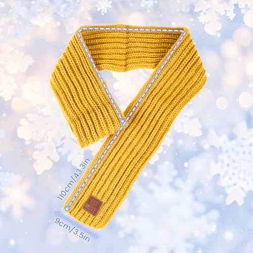 Warm Kids Winter Scarves - Soft Knitted Neck Warmer Scarf for Boys and Girls, Yellow, 110cm Long