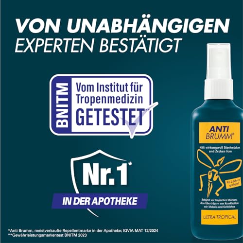Anti Brumm Ultra Tropical Pumpspray, 75 ml: Insekten-Repellent für effektiven Schutz gegen Mücken und Zecken, Mückenspray mit DEET