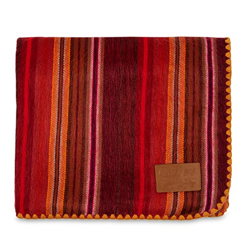 Image of QISU Alpaca Wool Blanket Throw | Large, Beautiful, Warm, Variegated | 85 x 65 inches | Ultra-Soft, Hypoallergenic and Breathable | Non-Itchy or Scratchy Fabric (Pink /Red Variegated)
