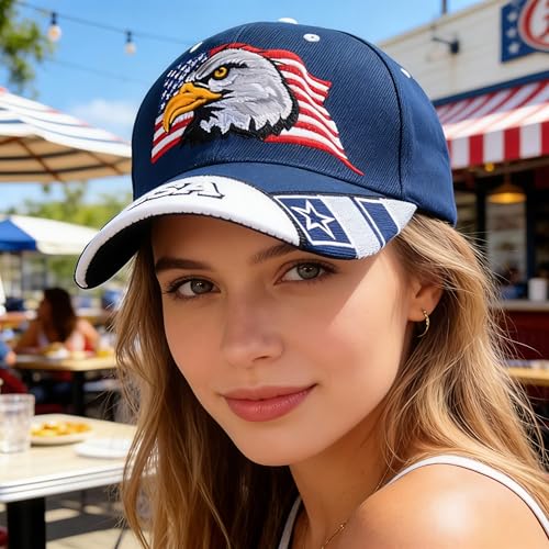 Image of Patriotic-USA-Eagle-Baseball-Caps-Woman-Man-Sun-Hat for 4th-July